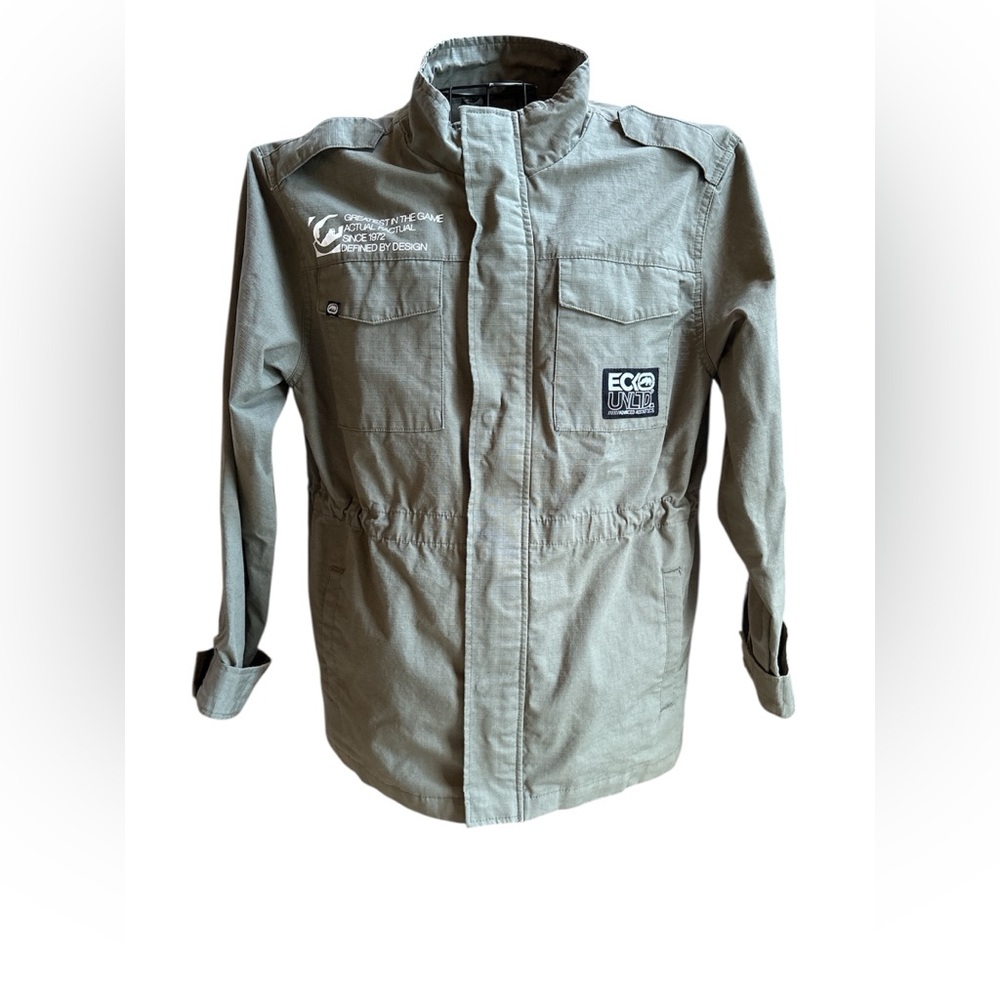 Ecko Unltd Khaki/Green Field Jacket Men’s Large Utility Pockets Full‎ Zip EUC - Picture 3 of 14